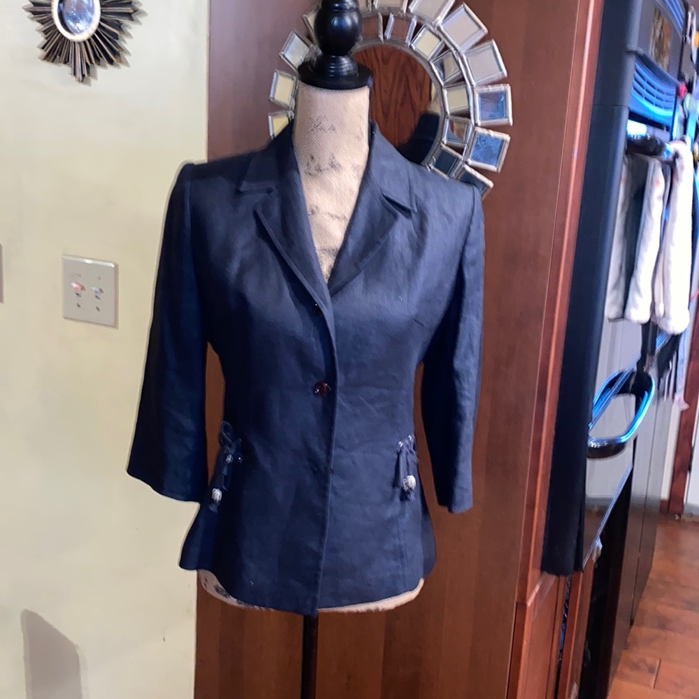 Grid Grafite size 38 French=6 linen jacket